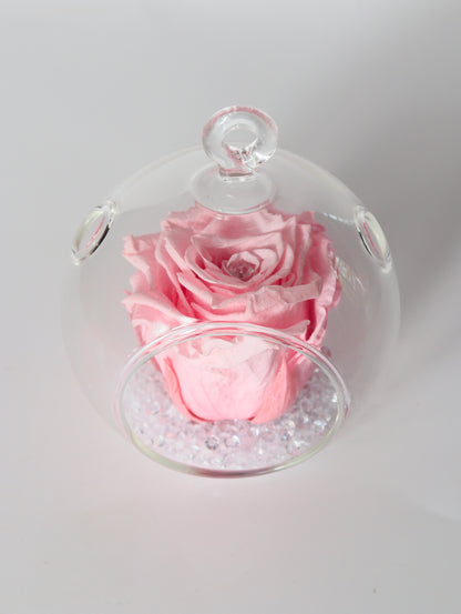 Boule verre avec rose