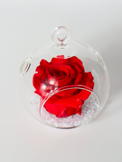 Boule verre avec rose