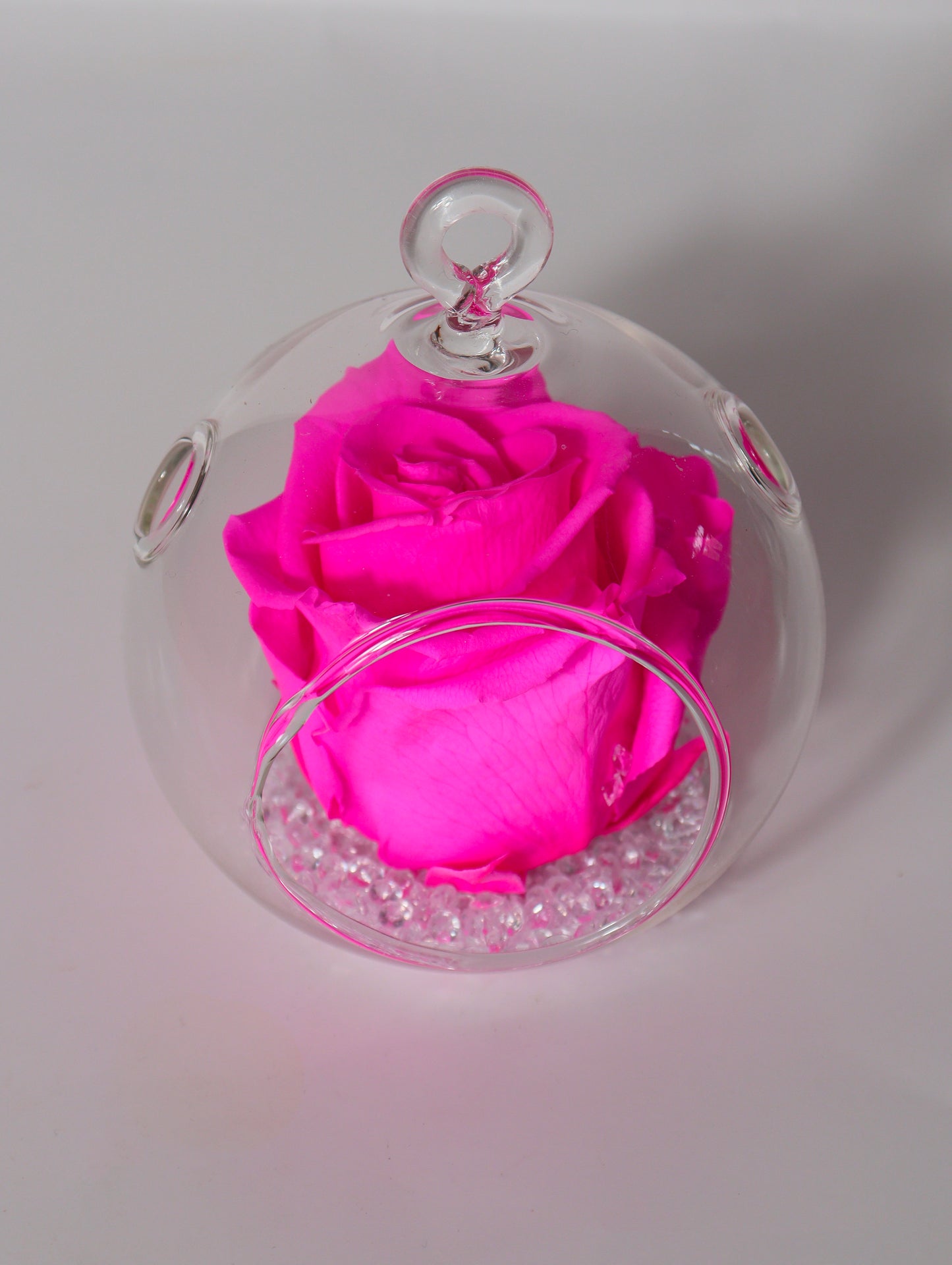 Boule verre avec rose